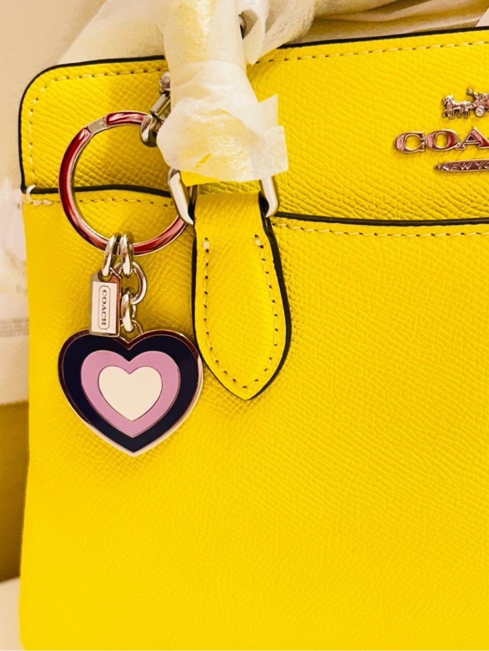 NWOT Coach Purple Heart Keychain/ Bag Charm - Picture 5 of 13